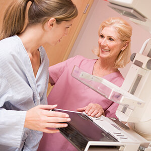 Mammography Nurse with Patient